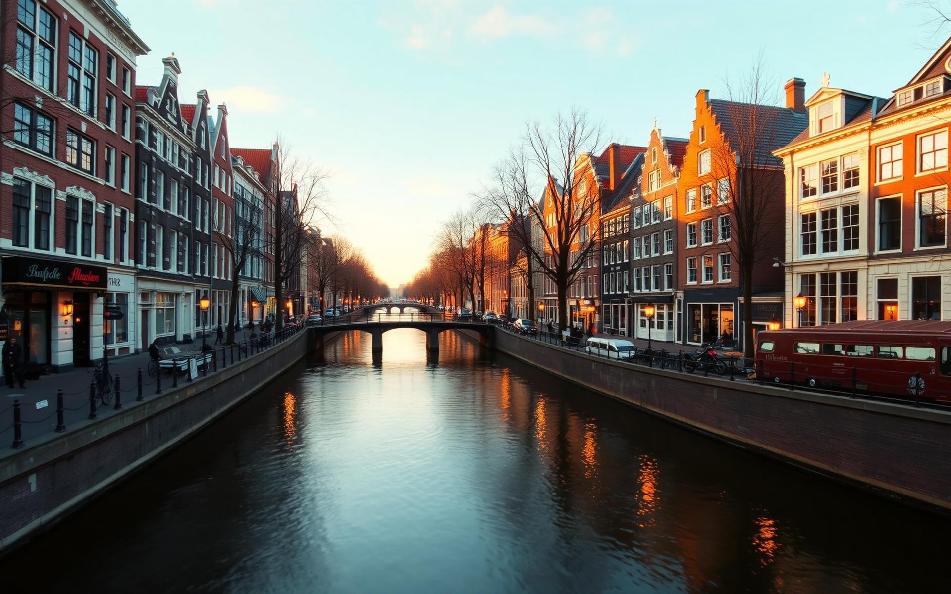 Herengracht in Amsterdam bij avondlicht
